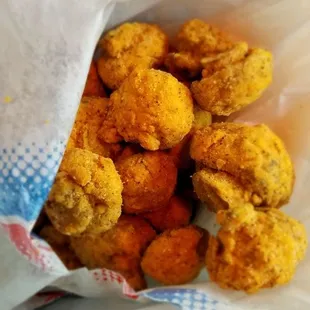 a bag of fried chicken nuggies