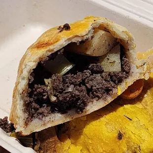 Inside the beef pasty