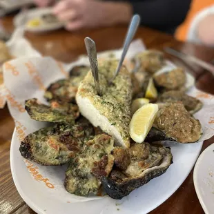 1/2 Bienville 1/2 Rockefeller oysters