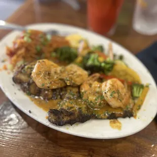 Forgot the actual name but it was a redfish topped with shrimp, delicious