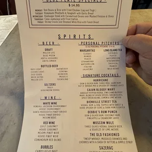 menu