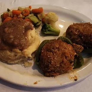 Stuffed Pepper, Mashed Potatoes &amp; Veggies
