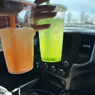 Honey dew lemonade and strawberry lemonade