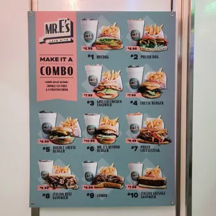 a menu for a fast food restaurant