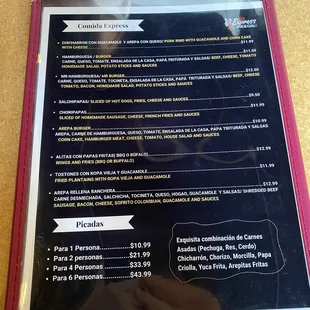 menu