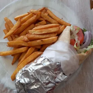 Lamb gyros with fries