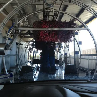 The inside of the wash tunnel