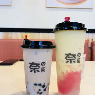 D5 Taro and boba milk tea and T6 Mango pomelo sago smoothie