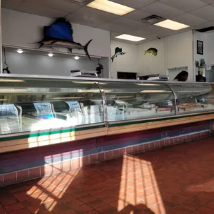 the inside of a fish shop