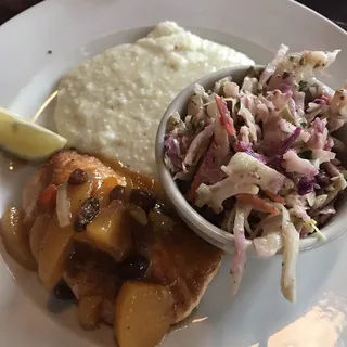 Peach Mustard BBQ Glazed Salmon Salad