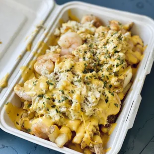 Lemon garlic shrimp and crab fries!