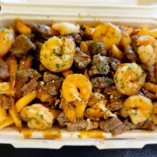 Honey garlic shrimp and steak....simply amazing!