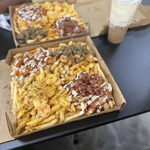 two boxes of food on a table