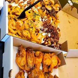 Fry Box and Flavored wings.