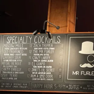 Cocktail menu