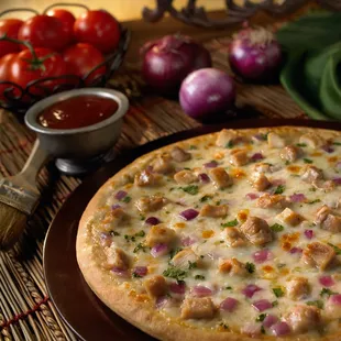 a close up of a pizza