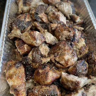 a tray of chicken wings