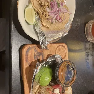 Chicken street taco and taco mr gordo.