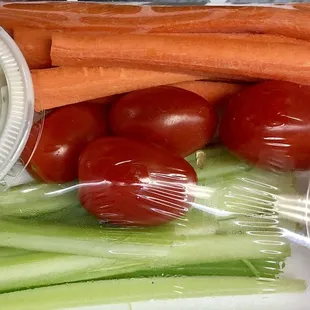 carrots, celery, and tomatoes