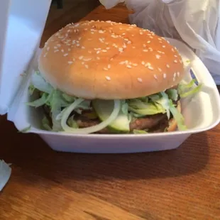 Double bacon cheeseburger to go