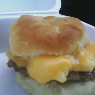 Egg, cheese, and sausage biscuit