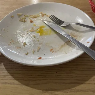 So this was two eggs with hash browns and sausage links but it was so good I ate it all before I thought about a picture.