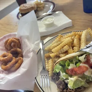 Steak pita combo and Onion rings