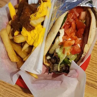 two tacos and french fries