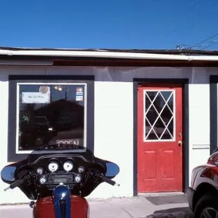 a motorcycle parked outside