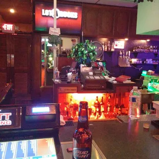 a bottle of beer on the bar