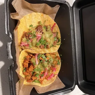 2 tacos  carnitas and al pastor