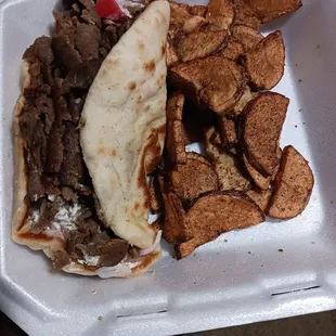 Gyro wrap with potatoes