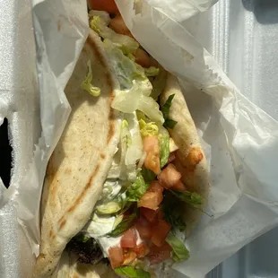 Lamb patty gyro with grilled onions, mushrooms &amp; peppers