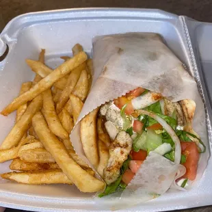 Chicken pita - amazing. Best fries hands down
