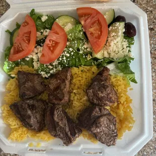 Beef kebab plate $17.50
