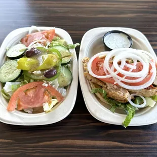 Small Greek Salad with Chicken Pita Lunch Special - Delish!