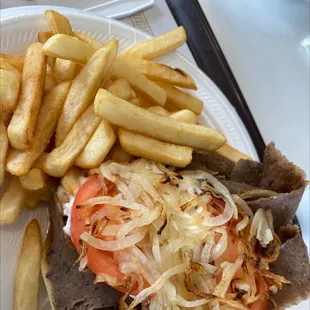 a sandwich and french fries