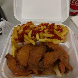 Medium garlic wings and fries..
