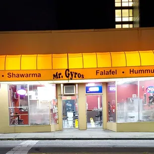 Outside Mr. Gyros (night)