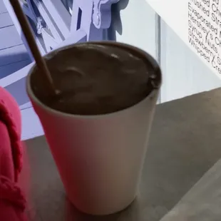 Chocolate malt. They did not have tops for the cups. It wasn&apos;t great at all.
