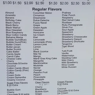 Menu part 2 as of March 2016.