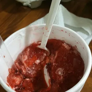 Stuffed Wild cherry snowball with vanilla ice cream.  Ummm ummm its great