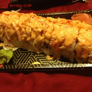 Volcano roll. It got a little smashed from the to-go container, but still tasted terrific!