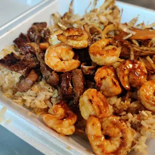 Hibachi shrimp and steak