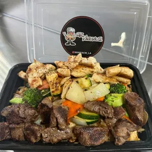 Filet &amp; Chicken with Chicken Fried Rice and Veggies