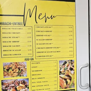 a menu for a restaurant