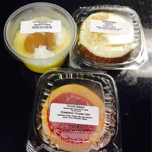 Baba Pudding, Carrot Cake and Strawberry Cheesecake