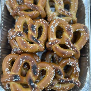 Delicious Pretzels with fancy mustards yum