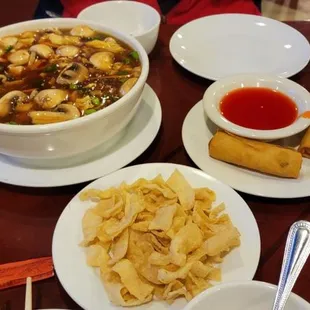 Soup and spring roll