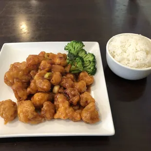 Orange chicken dinner.